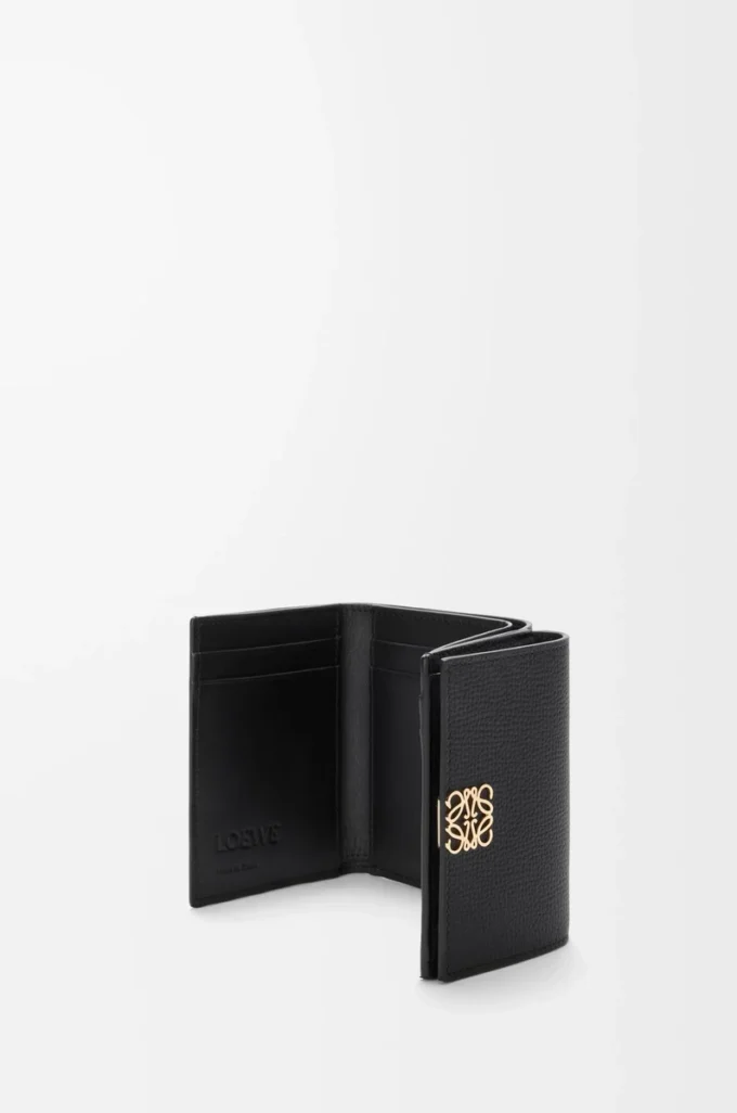 Portafoglio triplo Anagram in pelle di vitello martellata Black/Gold