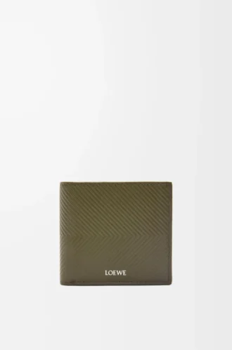 Portamonete bifold in classica pelle di vitello martellata Dark Khaki
