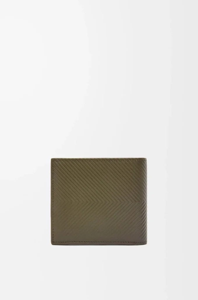 Portamonete bifold in classica pelle di vitello martellata Dark Khaki Portamonete bifold in classica pelle di vitello martellata Dark Khaki