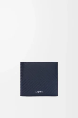 Portamonete bifold in classica pelle di vitello testurizzata Deep Navy