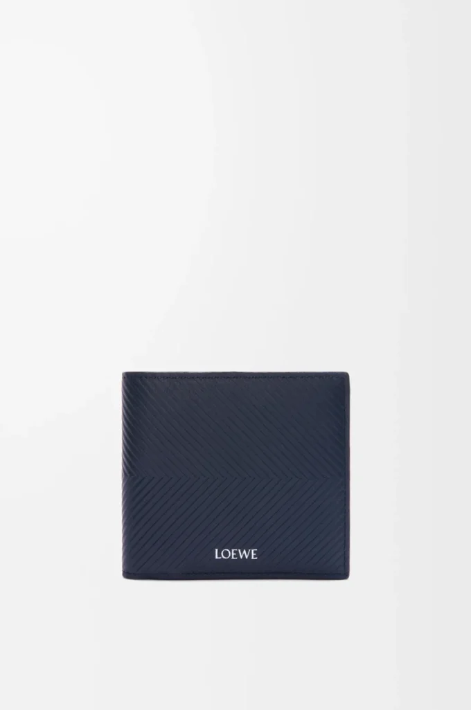 Portamonete bifold in classica pelle di vitello testurizzata Deep Navy Portamonete bifold in classica pelle di vitello testurizzata Deep Navy