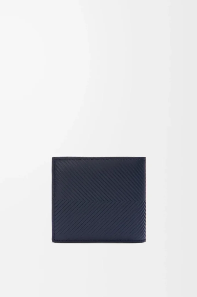 Portamonete bifold in classica pelle di vitello testurizzata Deep Navy Portamonete bifold in classica pelle di vitello testurizzata Deep Navy