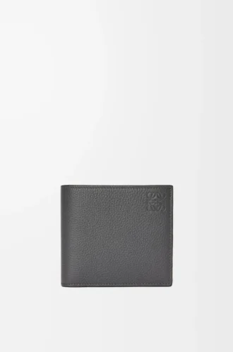 Portamonete bifold in morbida pelle di vitello martellata antracite Portamonete bifold in morbida pelle di vitello martellata antracite