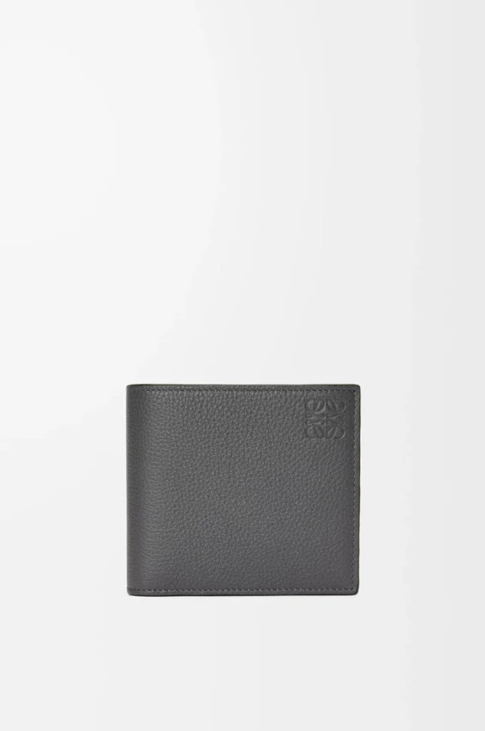 Portamonete bifold in morbida pelle di vitello martellata antracite Portamonete bifold in morbida pelle di vitello martellata antracite