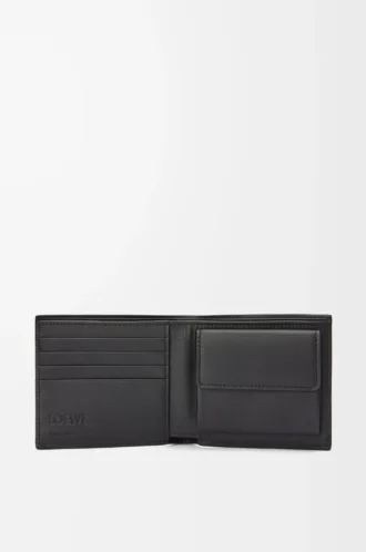 Portamonete bifold in morbida pelle di vitello martellata antracite Portamonete bifold in morbida pelle di vitello martellata antracite