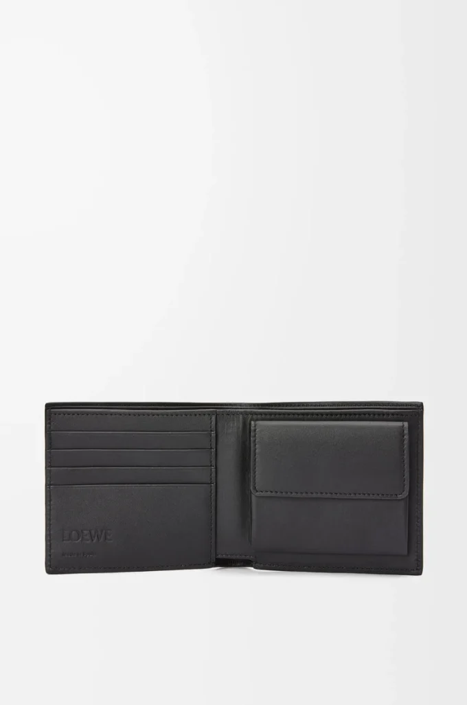 Portamonete bifold in morbida pelle di vitello martellata antracite Portamonete bifold in morbida pelle di vitello martellata antracite