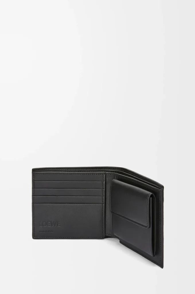 Portamonete bifold in morbida pelle di vitello martellata antracite Portamonete bifold in morbida pelle di vitello martellata antracite