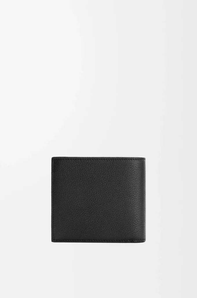 Portamonete bifold in morbida pelle di vitello martellata Nero Portamonete bifold in morbida pelle di vitello martellata Nero