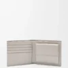 Portamonete bifold in pelle di vitello classica testurizzata Shell Grey