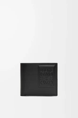 Portamonete bifold in pelle di vitello satinata Nero