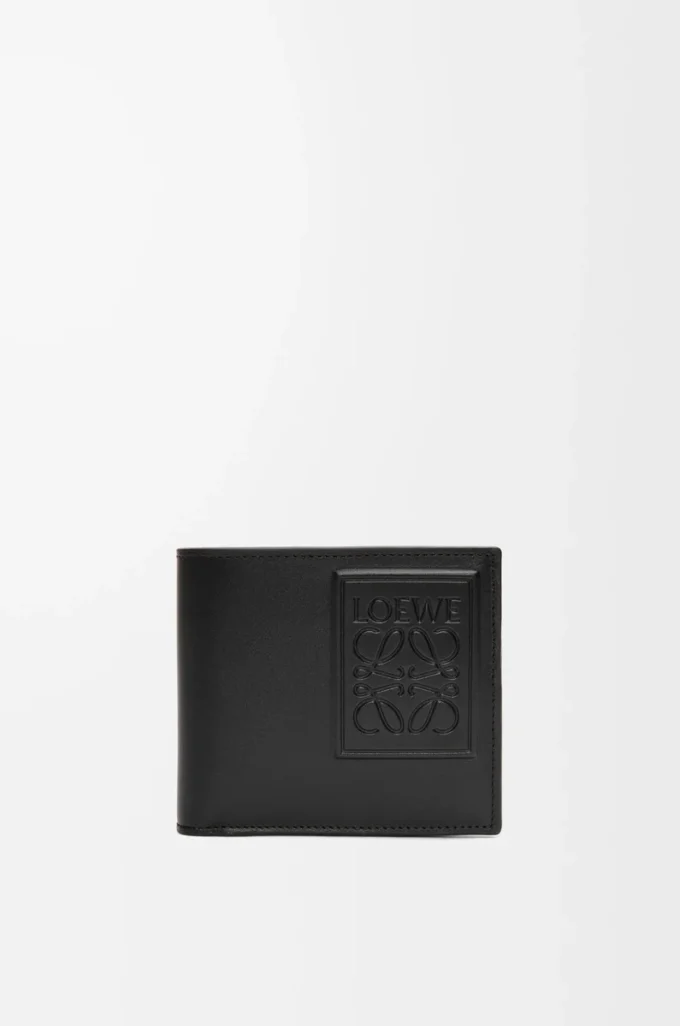 Portamonete bifold in pelle di vitello satinata Nero Portamonete bifold in pelle di vitello satinata Nero