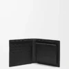 Portamonete bifold in pelle di vitello satinata Nero Portamonete bifold in pelle di vitello satinata Nero