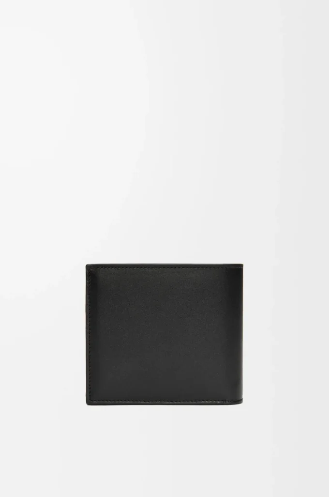 Portamonete bifold in pelle di vitello satinata Nero Portamonete bifold in pelle di vitello satinata Nero