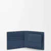 Portamonete bifold in pelle di vitello satinata tinta indaco Portamonete bifold in pelle di vitello satinata tinta indaco