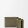 Portamonete bifold in pelle di vitello satinata verde kaki Portamonete bifold in pelle di vitello satinata verde kaki