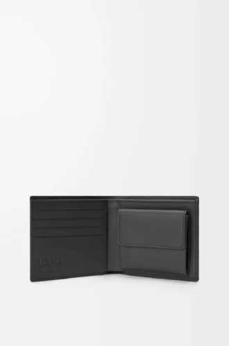 Portamonete bifold Puzzle in classica pelle di vitello Asphalt Grey/Storm Blue