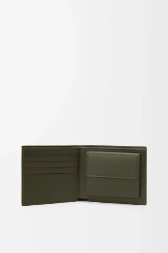 Portamonete bifold Puzzle in classica pelle di vitello Dark Khaki