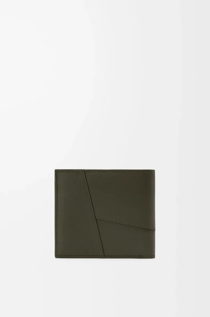 Portamonete bifold Puzzle in classica pelle di vitello Dark Khaki Portamonete bifold Puzzle in classica pelle di vitello Dark Khaki
