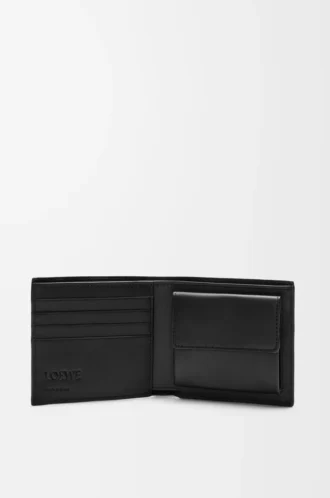 Portamonete bifold Puzzle in classica pelle di vitello Nero