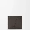 Portamonete bifold Puzzle in morbida pelle di vitello martellata Grigio scuro