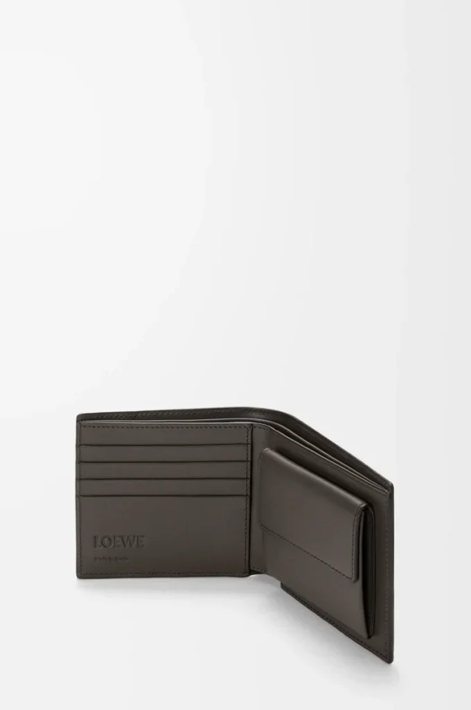 Portamonete bifold Puzzle in morbida pelle di vitello martellata Grigio scuro