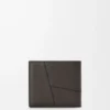 Portamonete bifold Puzzle in morbida pelle di vitello martellata Grigio scuro