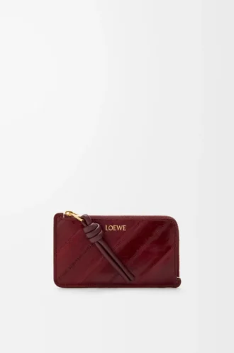 Portamonete con nodo in pelle di anguilla Dark Burgundy