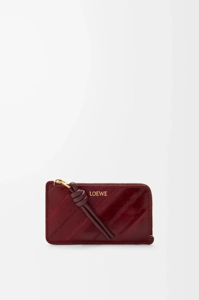 Portamonete con nodo in pelle di anguilla Dark Burgundy