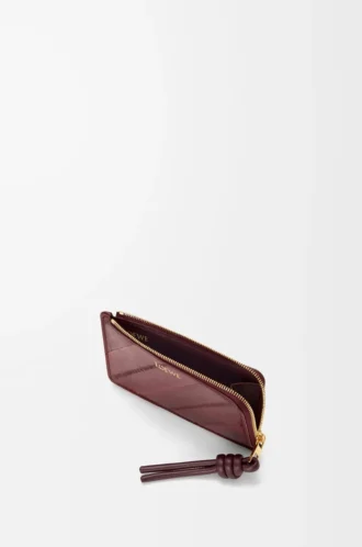 Portamonete con nodo in pelle di anguilla Dark Burgundy
