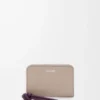 Portamonete con zip in pelle di vitello nappa lucida Clay/Plum