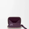 Portamonete con zip in pelle di vitello nappa lucida Clay/Plum