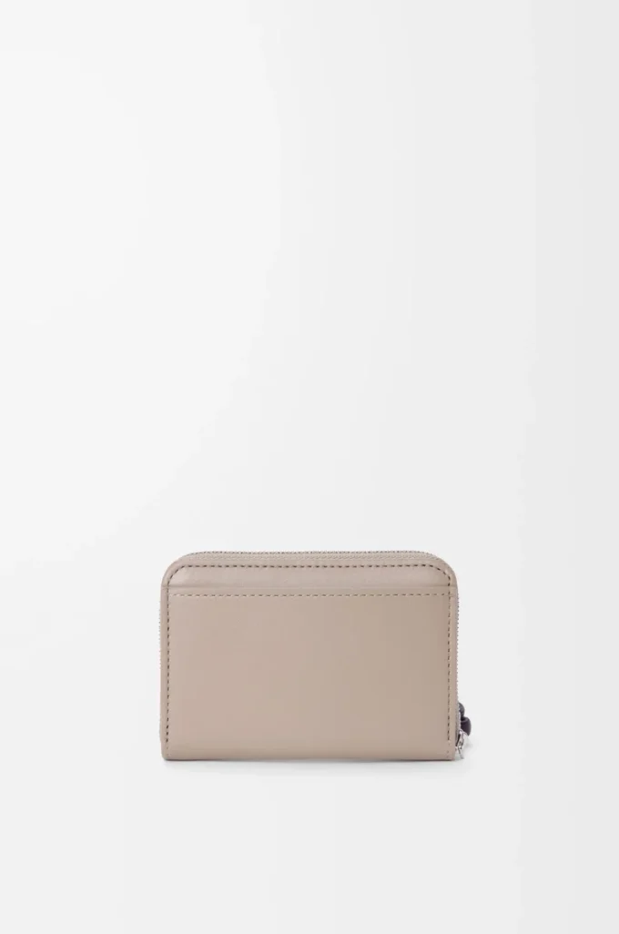 Portamonete con zip in pelle di vitello nappa lucida Clay/Plum