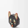 Portamonete Futurist Cat in classica pelle di vitello Charcoal