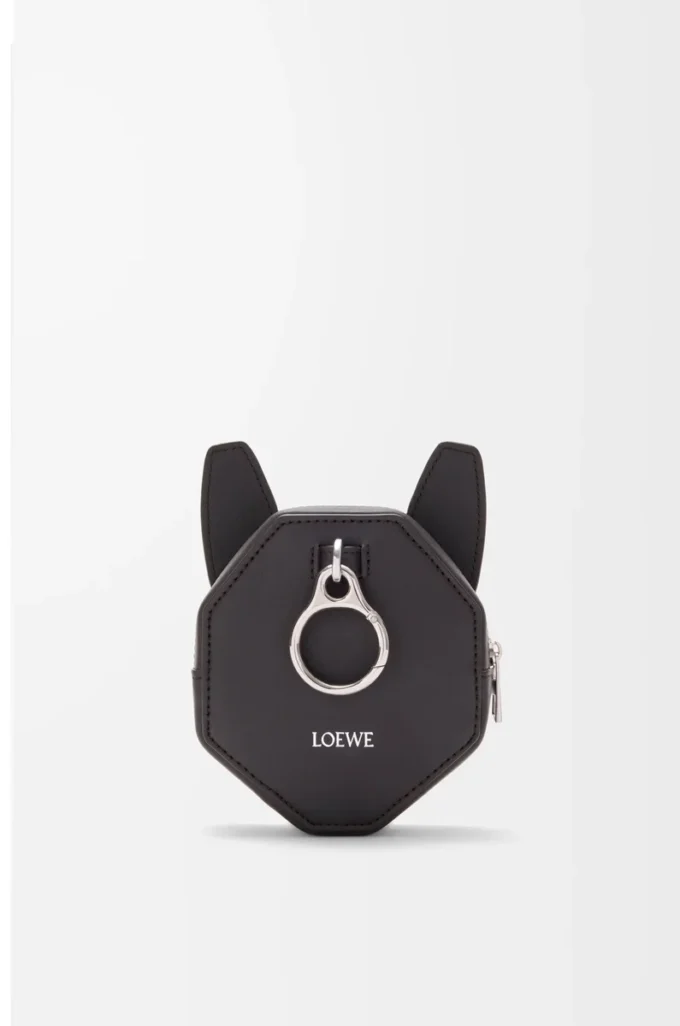Portamonete Futurist Cat in classica pelle di vitello Charcoal