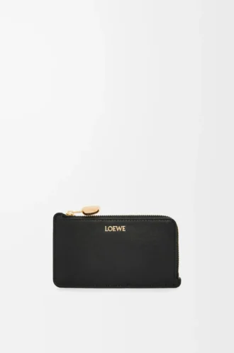 Portamonete Pebble in pelle di vitello nappa lucida Black
