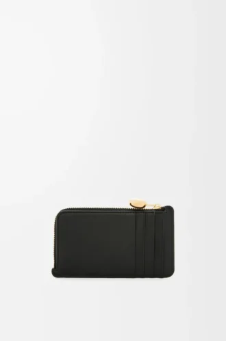 Portamonete Pebble in pelle di vitello nappa lucida Black