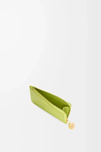 Portamonete Pebble in pelle di vitello nappa lucida Meadow Green