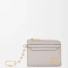 Portamonete quadrato Anagram in pelle di vitello martellata Light Ghost Grey
