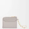 Portamonete quadrato Anagram in pelle di vitello martellata Light Ghost Grey