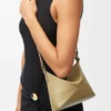 Pouch Puzzle Fold in pelle di vitello nappa lucida verde argilla