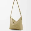 Pouch Puzzle Fold in pelle di vitello nappa lucida verde argilla