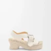 Sandalo con plateau in espadrille a petalo in morbida pelle di vitello Bianco Sandalo con plateau in espadrille a petalo in morbida pelle di vitello Bianco