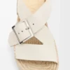 Sandalo con plateau in espadrille a petalo in morbida pelle di vitello Bianco Sandalo con plateau in espadrille a petalo in morbida pelle di vitello Bianco