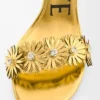 Sandalo Petal Flower in pelle di vitello e cristalli Oro Sandalo Petal Flower in pelle di vitello e cristalli Oro