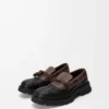 Scarpa derby in pelle di vitello e pelle di vitello conciata al vegetale Nero/Cacao