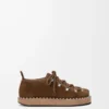 Scarpa stringata con rivetti in pelle di vitello scamosciata Marrone
