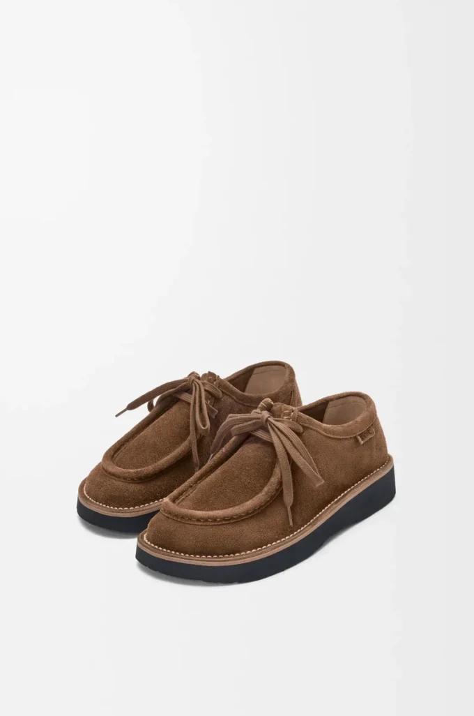Scarpe stringate Faro in pelle scamosciata di vitello Marrone