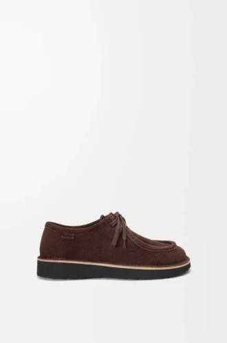 Scarpe stringate Faro in pelle scamosciata di vitello marrone scuro Scarpe stringate Faro in pelle scamosciata di vitello marrone scuro