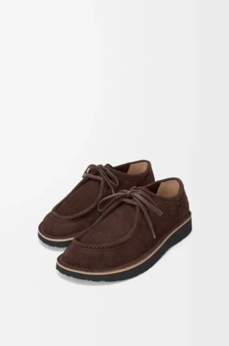 Scarpe stringate Faro in pelle scamosciata di vitello marrone scuro Scarpe stringate Faro in pelle scamosciata di vitello marrone scuro