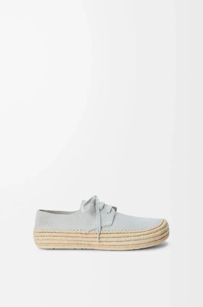 Scarpe stringate Rio in camoscio e rafia Grigio chiaro
